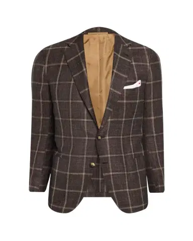 Kiton Men's Windowpane Cashmere and Silk Single-Breasted Sport Coat | Thumbnail 1 Kiton Men's Windowpane Cashmere and Silk Single-Breasted Sport Coat | Thumbnail 1