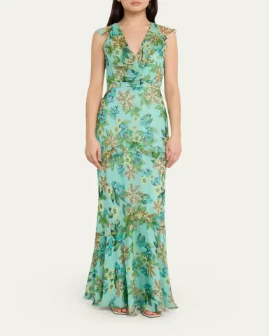 Saloni Rita Floral Sleeveless Ruffle Dress | Thumbnail 2 Saloni Rita Floral Sleeveless Ruffle Dress | Thumbnail 2
