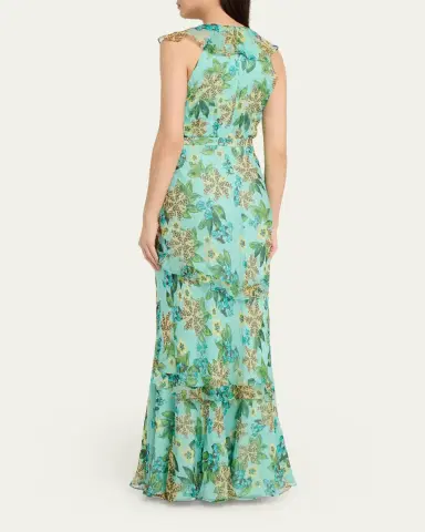 Saloni Rita Floral Sleeveless Ruffle Dress | Thumbnail 3 Saloni Rita Floral Sleeveless Ruffle Dress | Thumbnail 3