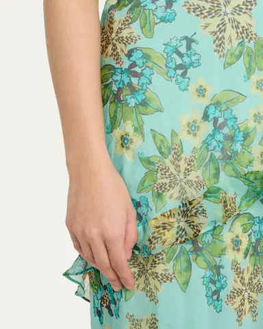 Saloni Rita Floral Sleeveless Ruffle Dress | Thumbnail 5 Saloni Rita Floral Sleeveless Ruffle Dress | Thumbnail 5