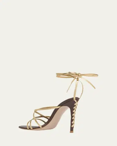 Gianvito Rossi 105mm Metallic Leather Ankle-Tie Sandals | Thumbnail 2 Gianvito Rossi 105mm Metallic Leather Ankle-Tie Sandals | Thumbnail 2