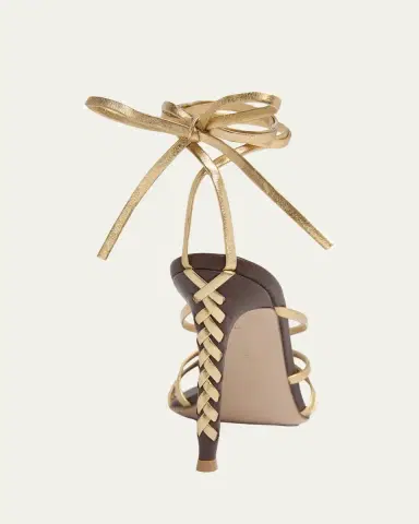 Gianvito Rossi 105mm Metallic Leather Ankle-Tie Sandals | Thumbnail 3 Gianvito Rossi 105mm Metallic Leather Ankle-Tie Sandals | Thumbnail 3