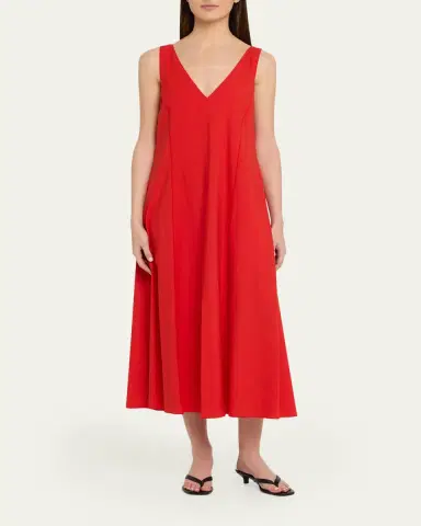 Vince V-Neck Linen Midi Dress | Thumbnail 2 Vince V-Neck Linen Midi Dress | Thumbnail 2