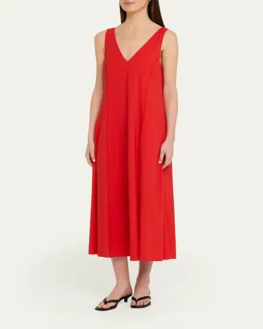 Vince V-Neck Linen Midi Dress | Thumbnail 4 Vince V-Neck Linen Midi Dress | Thumbnail 4