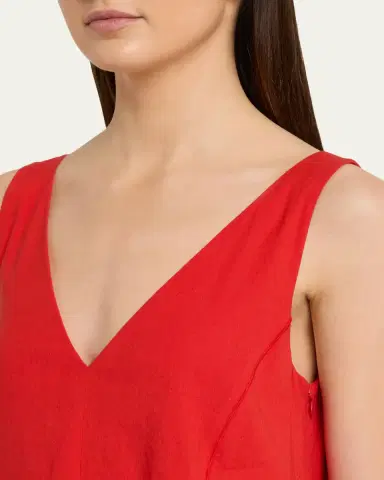 Vince V-Neck Linen Midi Dress | Thumbnail 5 Vince V-Neck Linen Midi Dress | Thumbnail 5