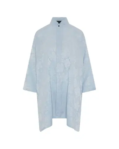 Eskandar Wide A-Line Double Stand Collar Shirt - Very Long Length With Slits | Thumbnail 1 Eskandar Wide A-Line Double Stand Collar Shirt - Very Long Length With Slits | Thumbnail 1