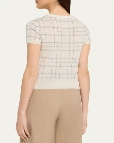 Vince Plaid Short-Sleeve Crewneck Top | Thumbnail 3 Vince Plaid Short-Sleeve Crewneck Top | Thumbnail 3