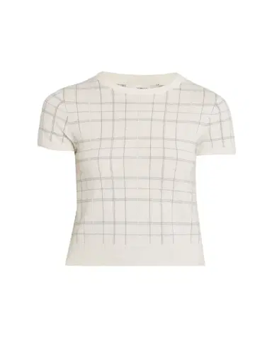 Vince Plaid Short-Sleeve Crewneck Top | Thumbnail 1 Vince Plaid Short-Sleeve Crewneck Top | Thumbnail 1