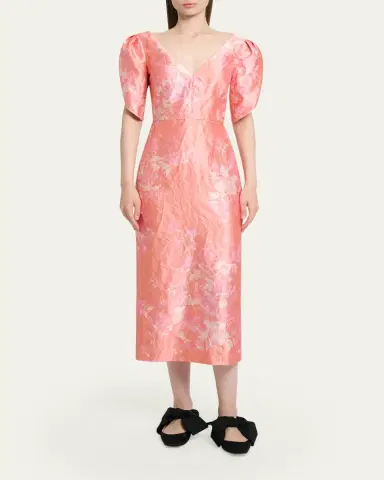 Erdem Floral-Print Textured Satin Midi Dress | Thumbnail 2 Erdem Floral-Print Textured Satin Midi Dress | Thumbnail 2
