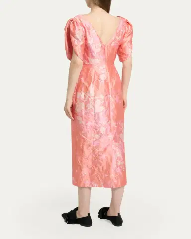 Erdem Floral-Print Textured Satin Midi Dress | Thumbnail 3 Erdem Floral-Print Textured Satin Midi Dress | Thumbnail 3
