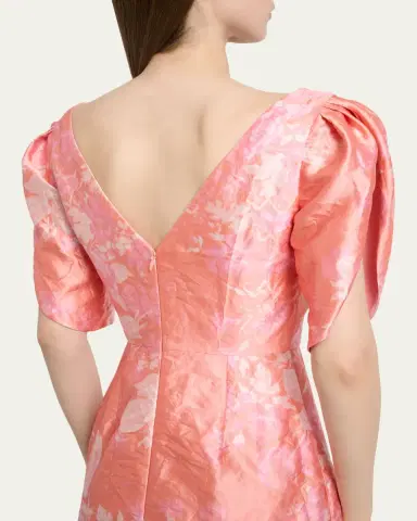 Erdem Floral-Print Textured Satin Midi Dress | Thumbnail 5 Erdem Floral-Print Textured Satin Midi Dress | Thumbnail 5