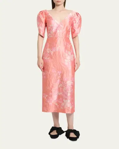 Erdem Floral-Print Textured Satin Midi Dress | Thumbnail 6 Erdem Floral-Print Textured Satin Midi Dress | Thumbnail 6