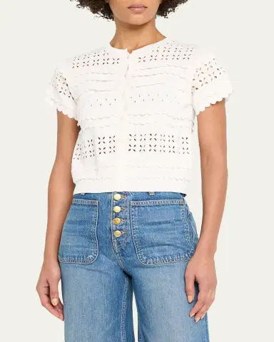Ulla Johnson Abriana Eyelet Cropped Cardigan | Thumbnail 4 Ulla Johnson Abriana Eyelet Cropped Cardigan | Thumbnail 4