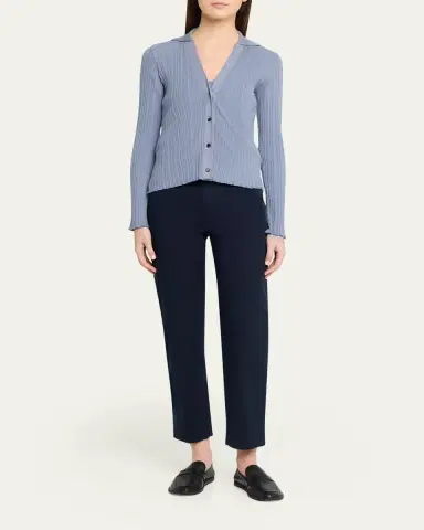 Vince Variegated Rib Polo Cardigan | Thumbnail 2 Vince Variegated Rib Polo Cardigan | Thumbnail 2