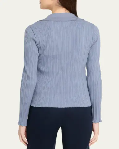 Vince Variegated Rib Polo Cardigan | Thumbnail 3 Vince Variegated Rib Polo Cardigan | Thumbnail 3