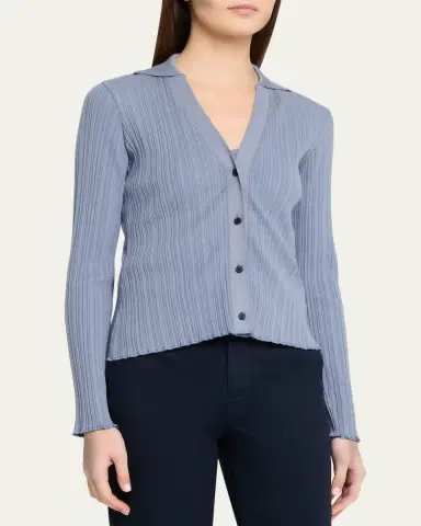 Vince Variegated Rib Polo Cardigan | Thumbnail 4 Vince Variegated Rib Polo Cardigan | Thumbnail 4