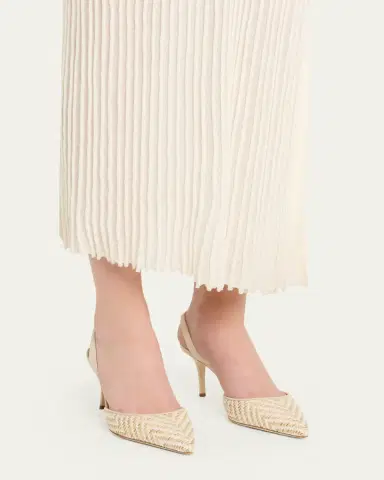 Manolo Blahnik 50mm Carolyne Woven Kitten-Heel Halter Pumps | Thumbnail 2 Manolo Blahnik 50mm Carolyne Woven Kitten-Heel Halter Pumps | Thumbnail 2