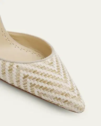 Manolo Blahnik 50mm Carolyne Woven Kitten-Heel Halter Pumps | Thumbnail 5 Manolo Blahnik 50mm Carolyne Woven Kitten-Heel Halter Pumps | Thumbnail 5