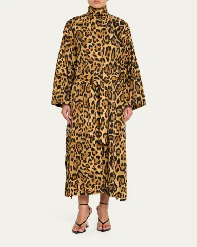 ALAÏA Pleated Leopard-Print Nylon Belted Trench Coat | Thumbnail 2 ALAÏA Pleated Leopard-Print Nylon Belted Trench Coat | Thumbnail 2