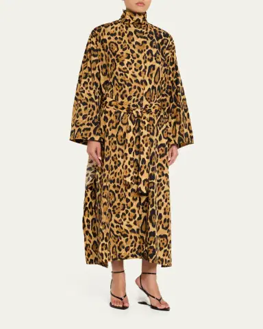 ALAÏA Pleated Leopard-Print Nylon Belted Trench Coat | Thumbnail 4 ALAÏA Pleated Leopard-Print Nylon Belted Trench Coat | Thumbnail 4