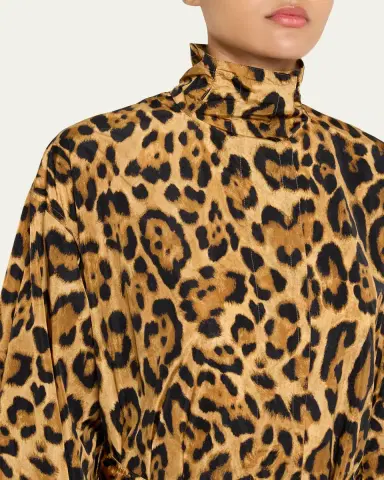 ALAÏA Pleated Leopard-Print Nylon Belted Trench Coat | Thumbnail 5 ALAÏA Pleated Leopard-Print Nylon Belted Trench Coat | Thumbnail 5