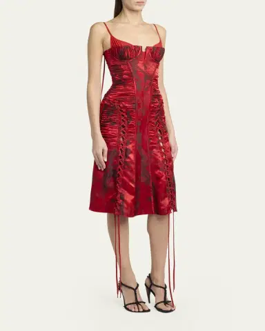 McQueen Certified Fluid Viscose Floral Jacquard Corset Dress | Thumbnail 4 McQueen Certified Fluid Viscose Floral Jacquard Corset Dress | Thumbnail 4