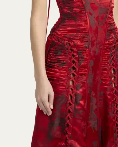 McQueen Certified Fluid Viscose Floral Jacquard Corset Dress | Thumbnail 5 McQueen Certified Fluid Viscose Floral Jacquard Corset Dress | Thumbnail 5