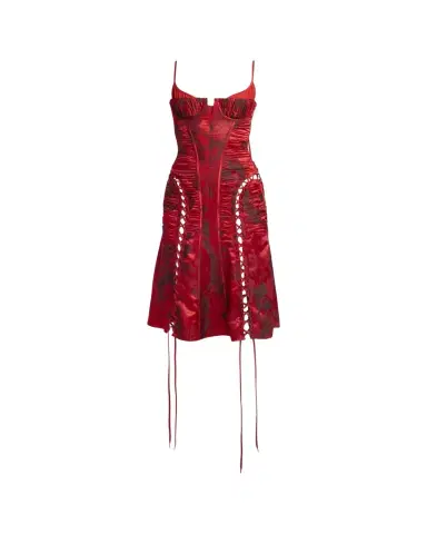 McQueen Certified Fluid Viscose Floral Jacquard Corset Dress | Thumbnail 1 McQueen Certified Fluid Viscose Floral Jacquard Corset Dress | Thumbnail 1