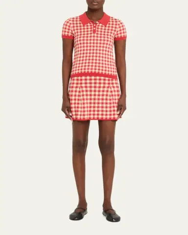 Guest in Residence Gingham Shrunken Silk-Linen Polo | Thumbnail 2 Guest in Residence Gingham Shrunken Silk-Linen Polo | Thumbnail 2