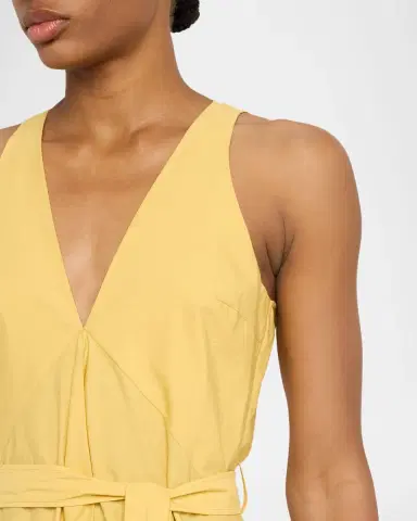 Brunello Cucinelli Sleeveless Belted Cotton Techno Poplin Midi Dress | Thumbnail 4 Brunello Cucinelli Sleeveless Belted Cotton Techno Poplin Midi Dress | Thumbnail 4
