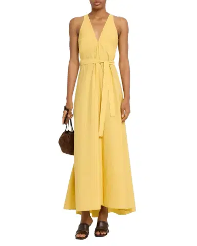 Brunello Cucinelli Sleeveless Belted Cotton Techno Poplin Midi Dress | Thumbnail 1 Brunello Cucinelli Sleeveless Belted Cotton Techno Poplin Midi Dress | Thumbnail 1
