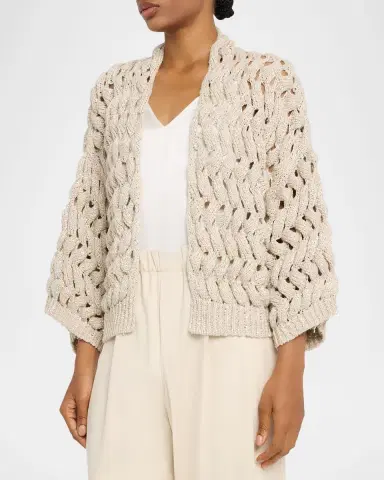 Brunello Cucinelli Paillette Open-Knit Cardigan | Thumbnail 3 Brunello Cucinelli Paillette Open-Knit Cardigan | Thumbnail 3