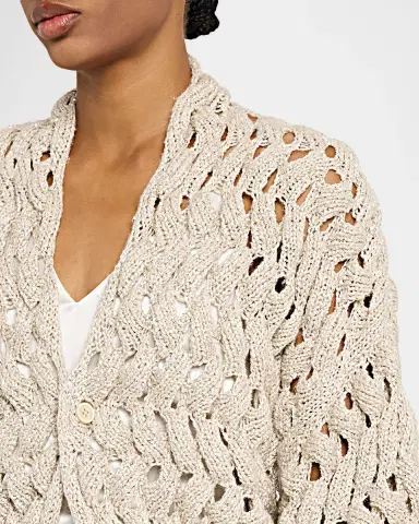 Brunello Cucinelli Paillette Open-Knit Cardigan | Thumbnail 4 Brunello Cucinelli Paillette Open-Knit Cardigan | Thumbnail 4