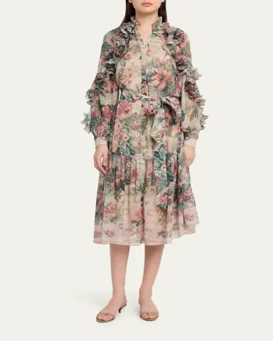 Kobi Halperin Amanda Floral-Print Ruffle Midi Dress | Thumbnail 2 Kobi Halperin Amanda Floral-Print Ruffle Midi Dress | Thumbnail 2