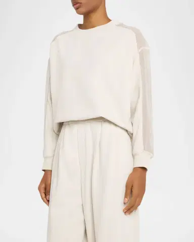 Brunello Cucinelli Sheer-Sleeve Sweatshirt | Thumbnail 3 Brunello Cucinelli Sheer-Sleeve Sweatshirt | Thumbnail 3