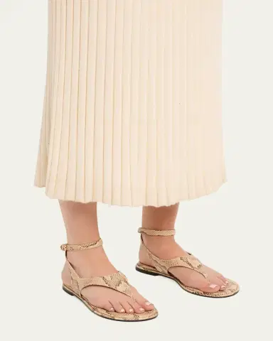 Stuart Weitzman Marley Snake-Embossed Leather Flat Thong Sandals | Thumbnail 2 Stuart Weitzman Marley Snake-Embossed Leather Flat Thong Sandals | Thumbnail 2
