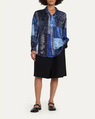 R13 Long-Sleeve Silk Patchwork Shirt | Thumbnail 2 R13 Long-Sleeve Silk Patchwork Shirt | Thumbnail 2