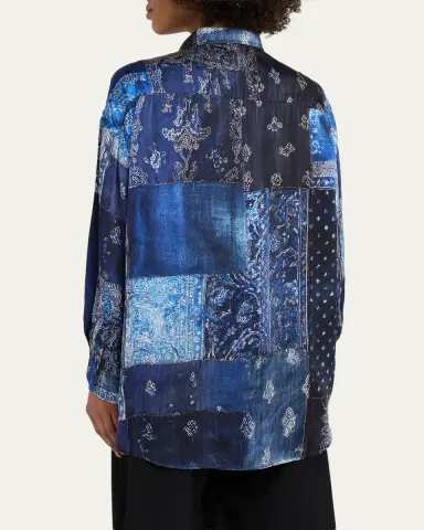 R13 Long-Sleeve Silk Patchwork Shirt | Thumbnail 3 R13 Long-Sleeve Silk Patchwork Shirt | Thumbnail 3