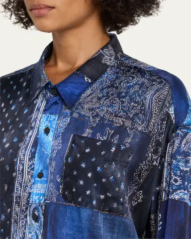 R13 Long-Sleeve Silk Patchwork Shirt | Thumbnail 5 R13 Long-Sleeve Silk Patchwork Shirt | Thumbnail 5