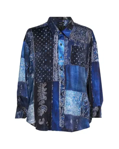 R13 Long-Sleeve Silk Patchwork Shirt | Thumbnail 1 R13 Long-Sleeve Silk Patchwork Shirt | Thumbnail 1
