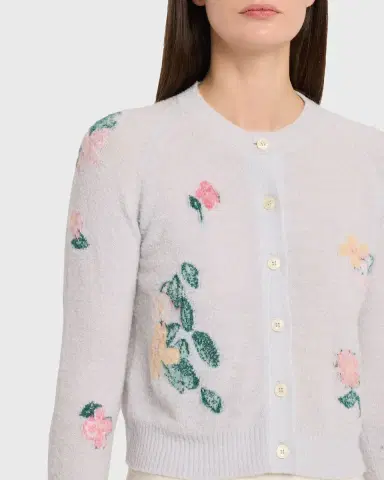 BERNADETTE Clemente Floral Crewneck Cardigan | Thumbnail 4 BERNADETTE Clemente Floral Crewneck Cardigan | Thumbnail 4