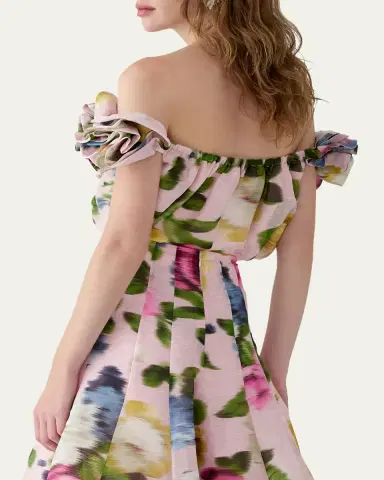 Carolina Herrera Rosette Off-The-Shoulder Floral Silk Blouse | Thumbnail 3 Carolina Herrera Rosette Off-The-Shoulder Floral Silk Blouse | Thumbnail 3