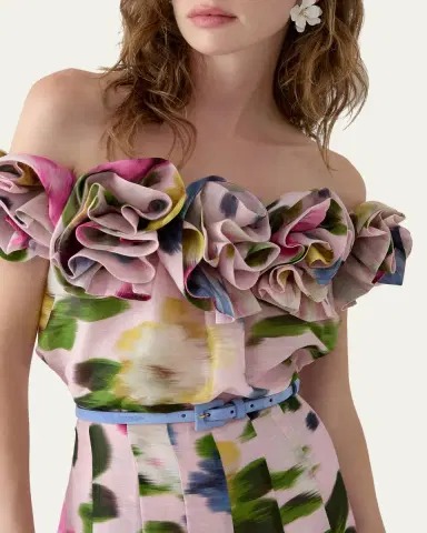 Carolina Herrera Rosette Off-The-Shoulder Floral Silk Blouse | Thumbnail 4 Carolina Herrera Rosette Off-The-Shoulder Floral Silk Blouse | Thumbnail 4