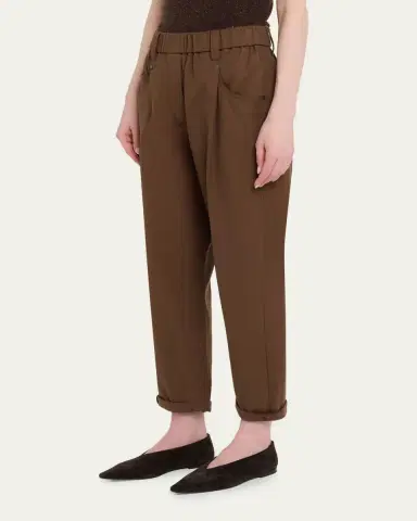 Brunello Cucinelli Slim-Leg Ankle Pull-On Pants | Thumbnail 4 Brunello Cucinelli Slim-Leg Ankle Pull-On Pants | Thumbnail 4
