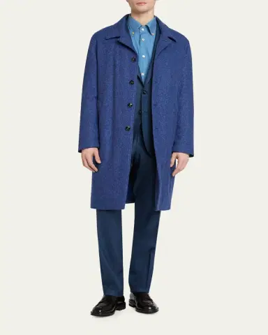 Kiton Men's Cotton Chambray Button-Down Shirt | Thumbnail 2 Kiton Men's Cotton Chambray Button-Down Shirt | Thumbnail 2