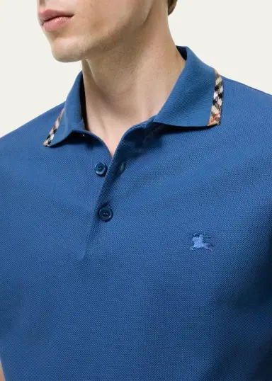 Burberry Men's Eddie Check-Trim Cotton Polo Shirt | Thumbnail 3 Burberry Men's Eddie Check-Trim Cotton Polo Shirt | Thumbnail 3
