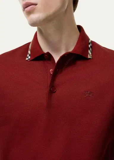 Burberry Men's Eddie Check-Trim Cotton Polo Shirt | Thumbnail 6 Burberry Men's Eddie Check-Trim Cotton Polo Shirt | Thumbnail 6