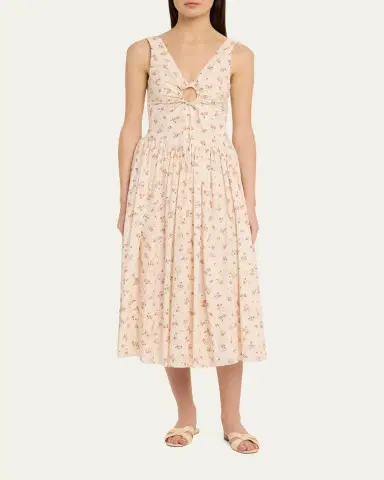 Markarian Penelope Sleeveless Floral Cotton Keyhole Midi Dress | Thumbnail 2 Markarian Penelope Sleeveless Floral Cotton Keyhole Midi Dress | Thumbnail 2