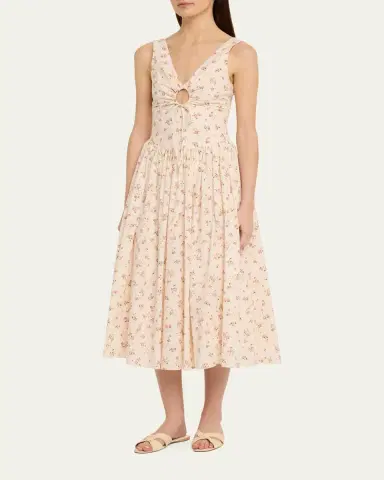 Markarian Penelope Sleeveless Floral Cotton Keyhole Midi Dress | Thumbnail 4 Markarian Penelope Sleeveless Floral Cotton Keyhole Midi Dress | Thumbnail 4
