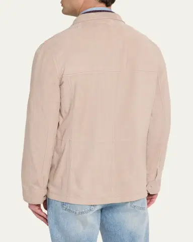Brunello Cucinelli Men's Nubuck Leather Four-Pocket Safari Jacket | Thumbnail 3 Brunello Cucinelli Men's Nubuck Leather Four-Pocket Safari Jacket | Thumbnail 3